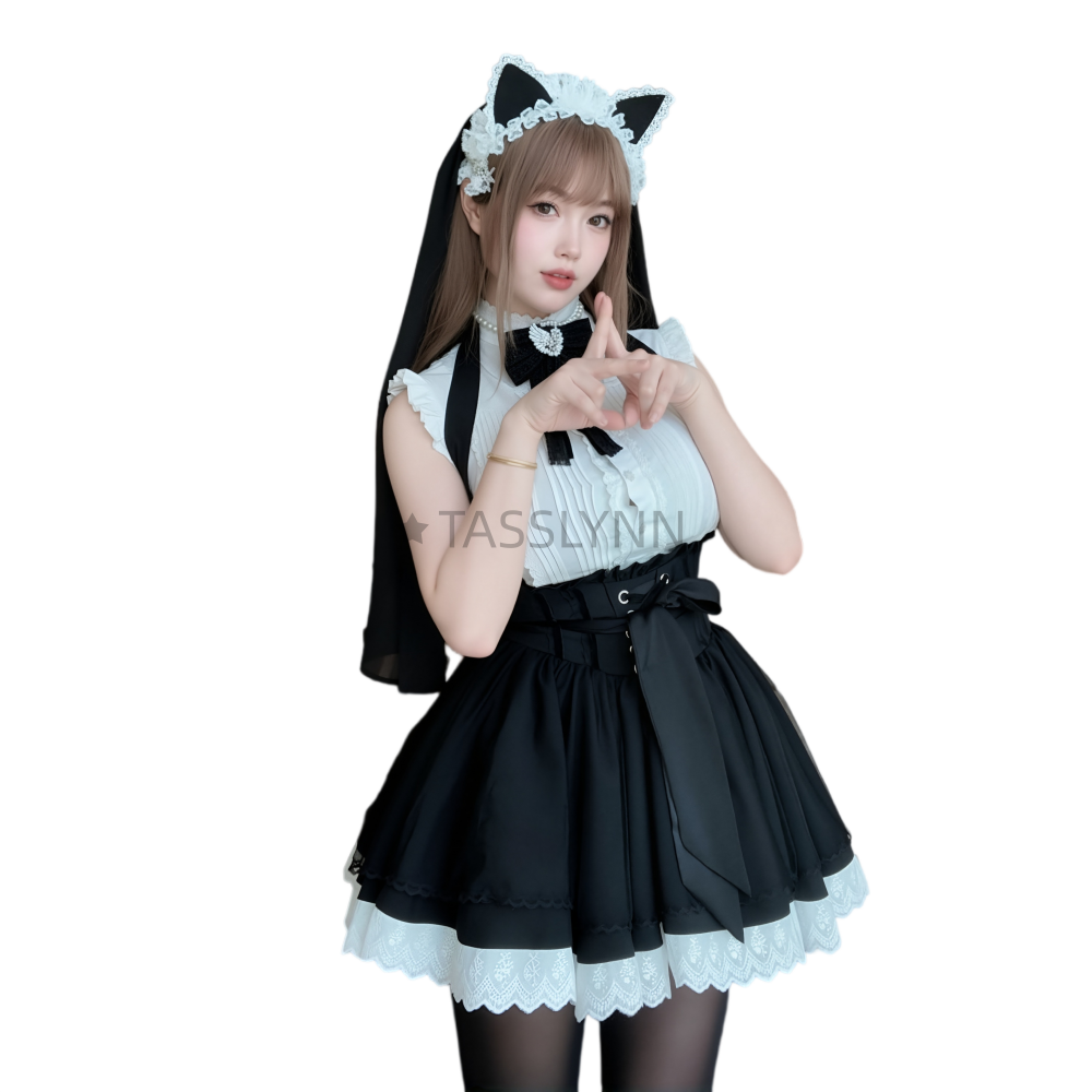 Embellish Knit - Cat Ear Nun Maid Dress Women's