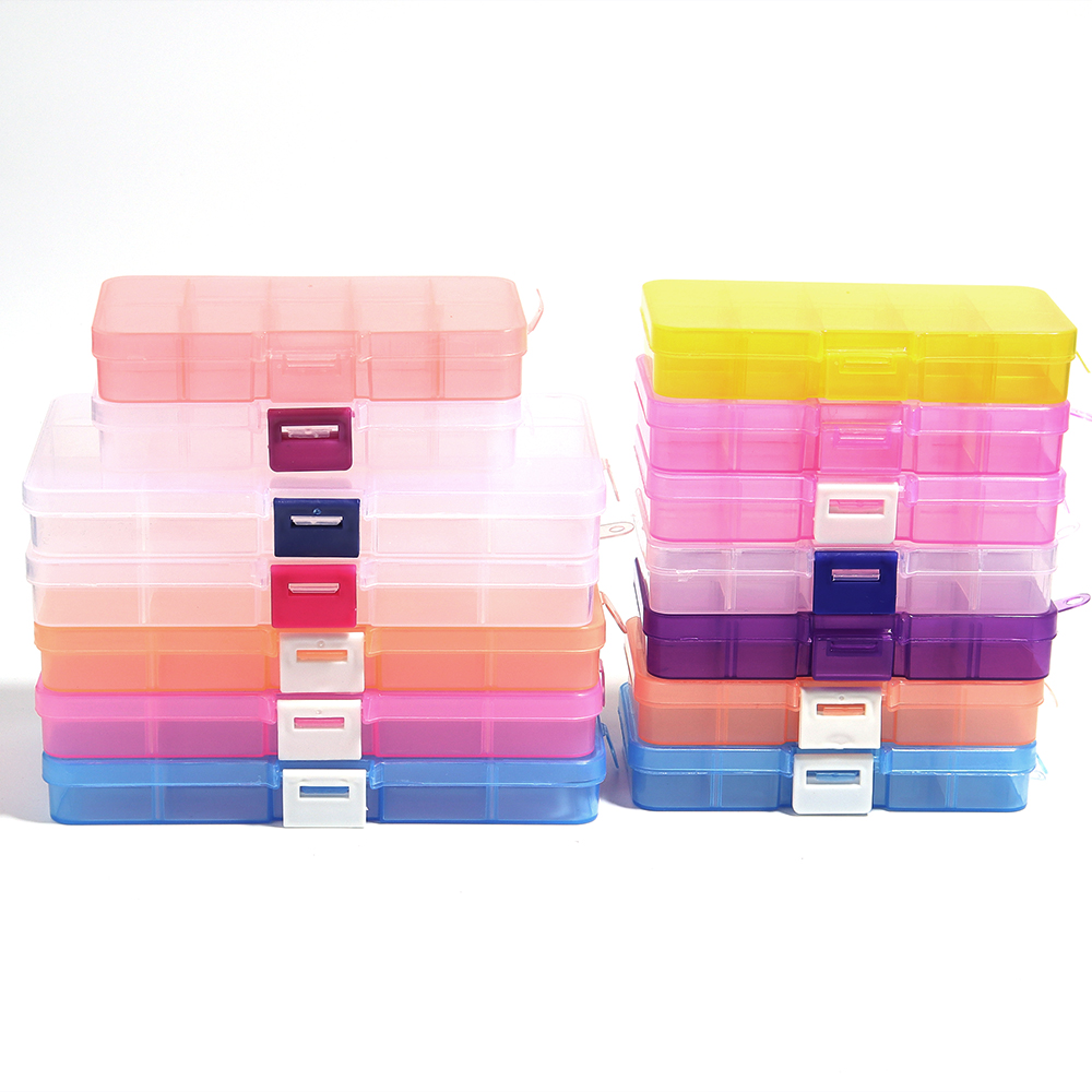 Sew On Rhinestone - 10/15Grids Rectangle Plastic Storage Box Color