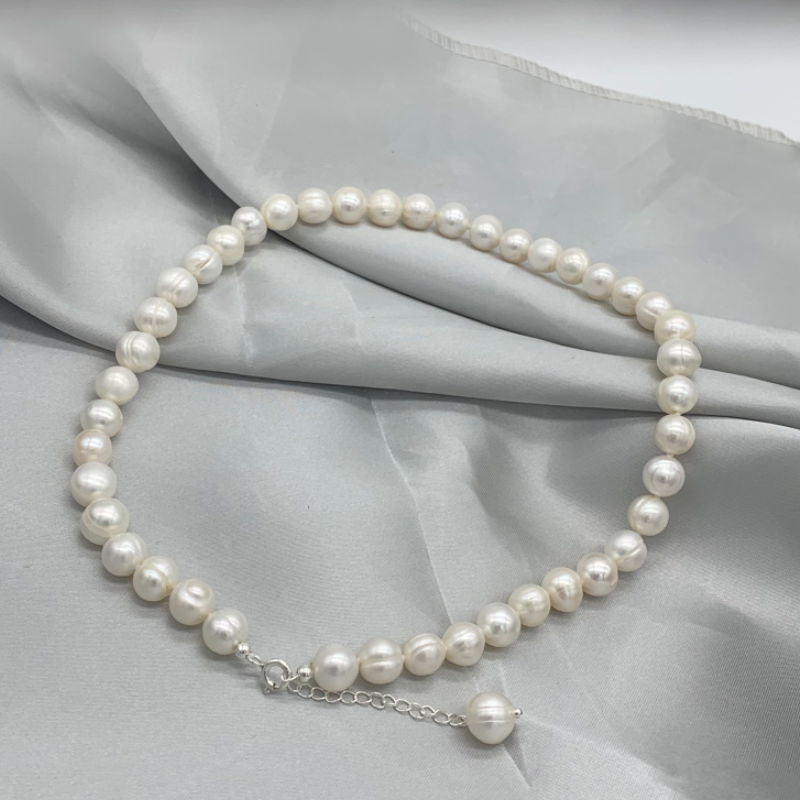 Pearl Trim Chain - 9-10mm Freshwater Pearl Necklace 925 Sterling