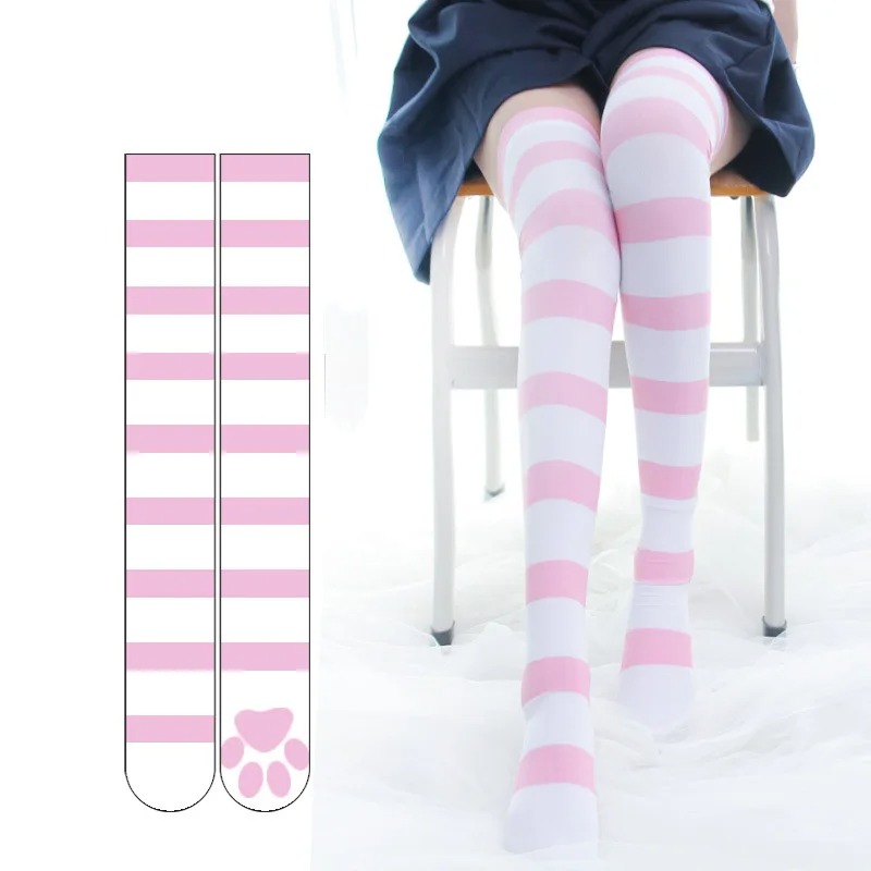 Lolita Over Knee Socks Pink St - Velvet Ribbon Roll のレビューと価格