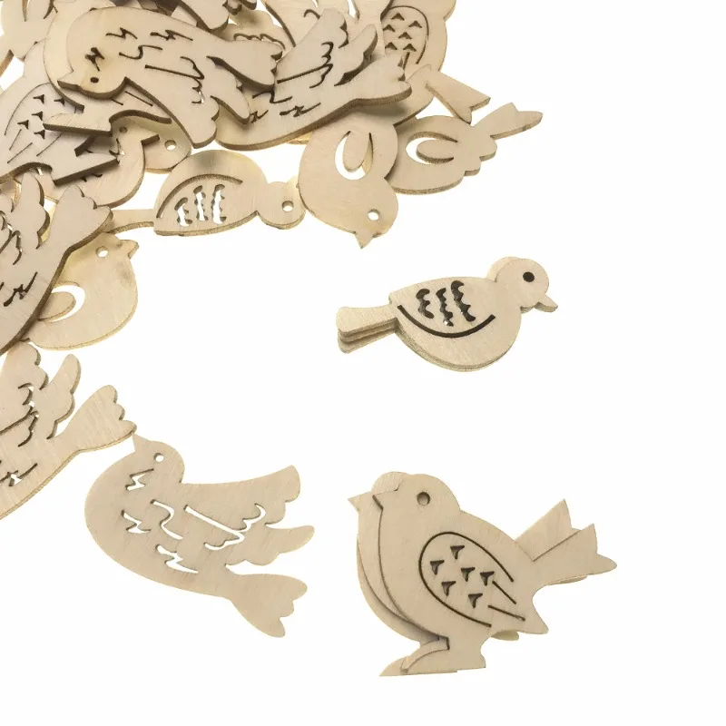 50pcs Wooden Bird Pattern DIY  - Embellishments For Scrapbooking のレビューと価格