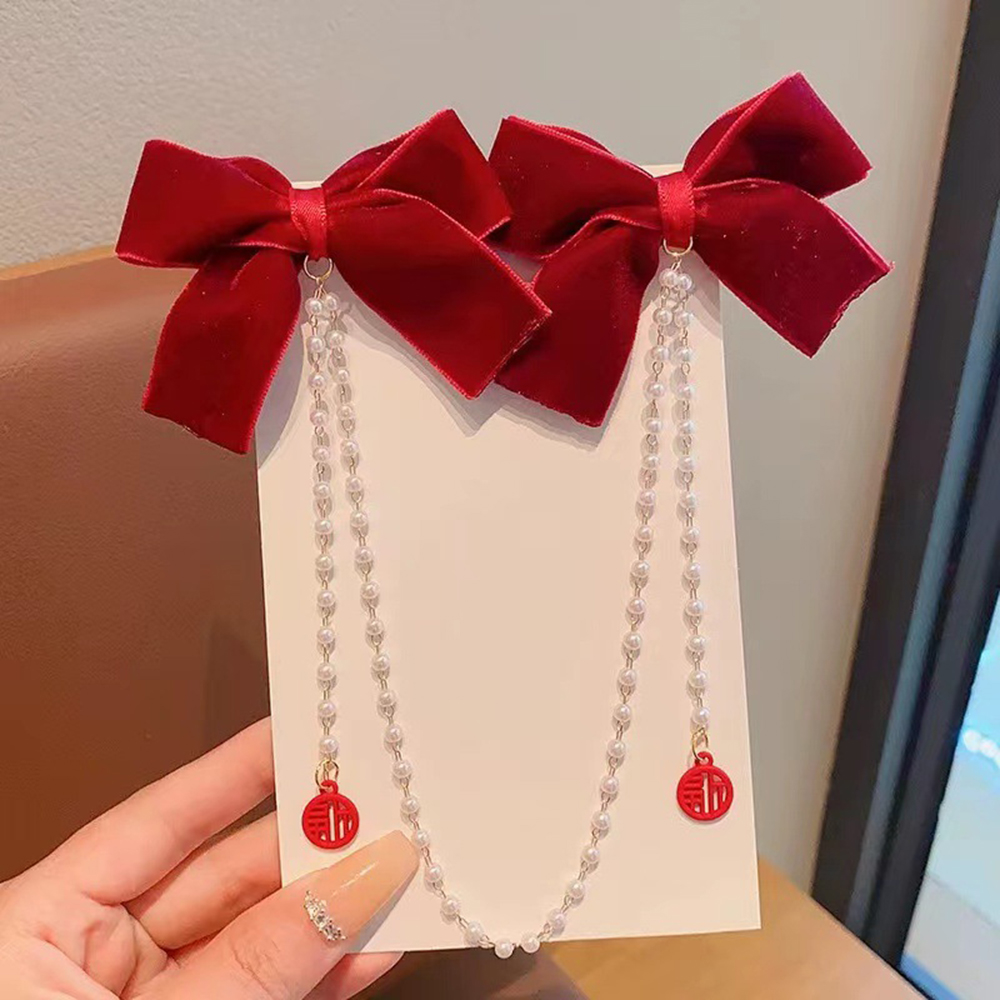 Children's Bow Hair Clip Baby  - Pearl Trim Chain のレビューと価格