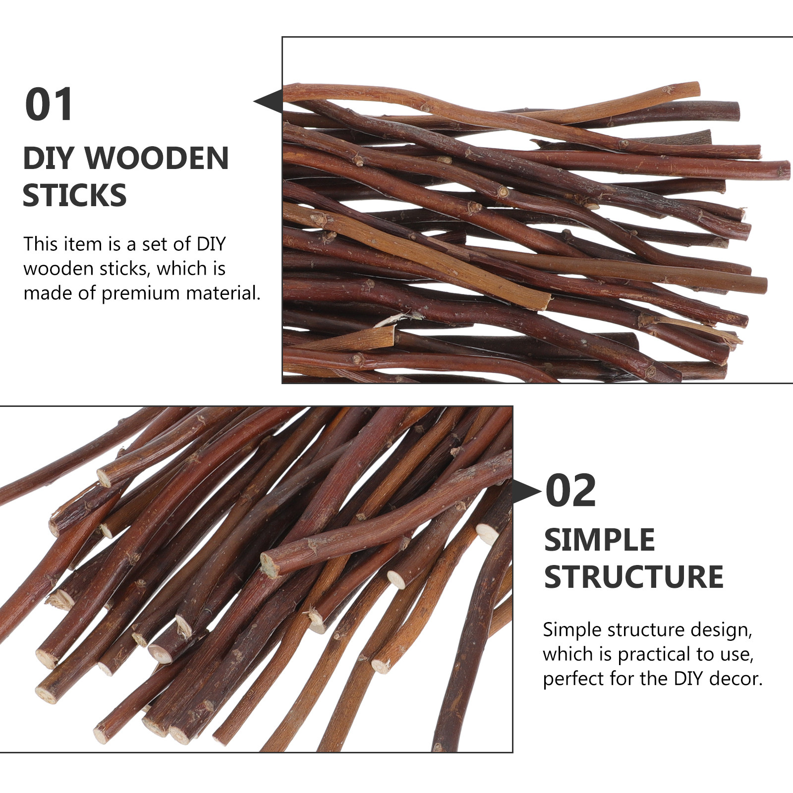 40Pcs DIY Wooden Sticks Natura - Embellishment Crafts のレビューと価格