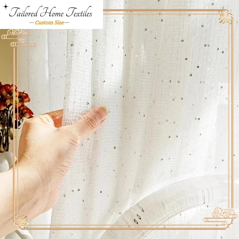 French Sheer Curtains for Livi - Sequin Fabric Panel のレビューと価格