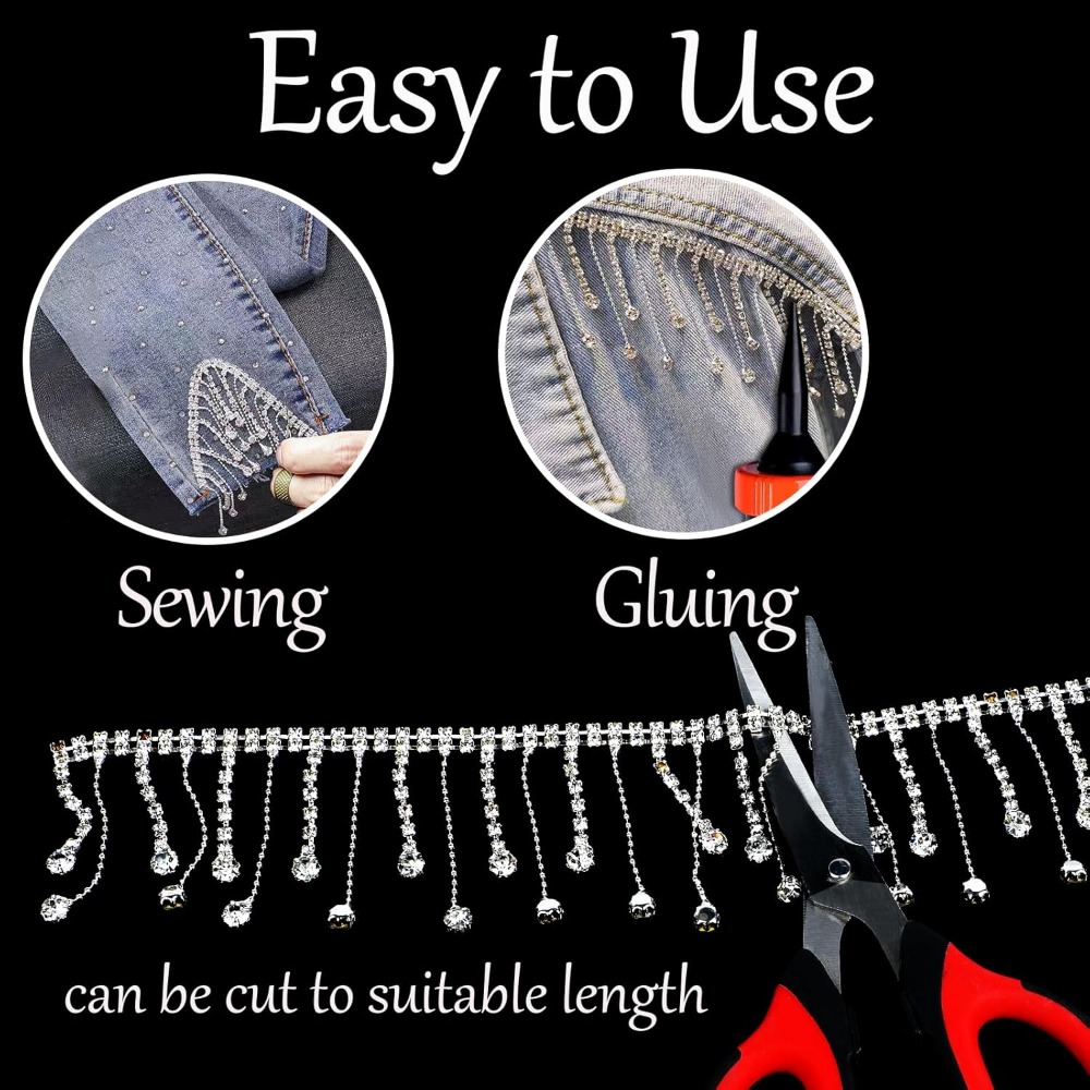 2 Yards Rhinestone Fringe Trim - Tassel Fringe Trim のレビューと価格