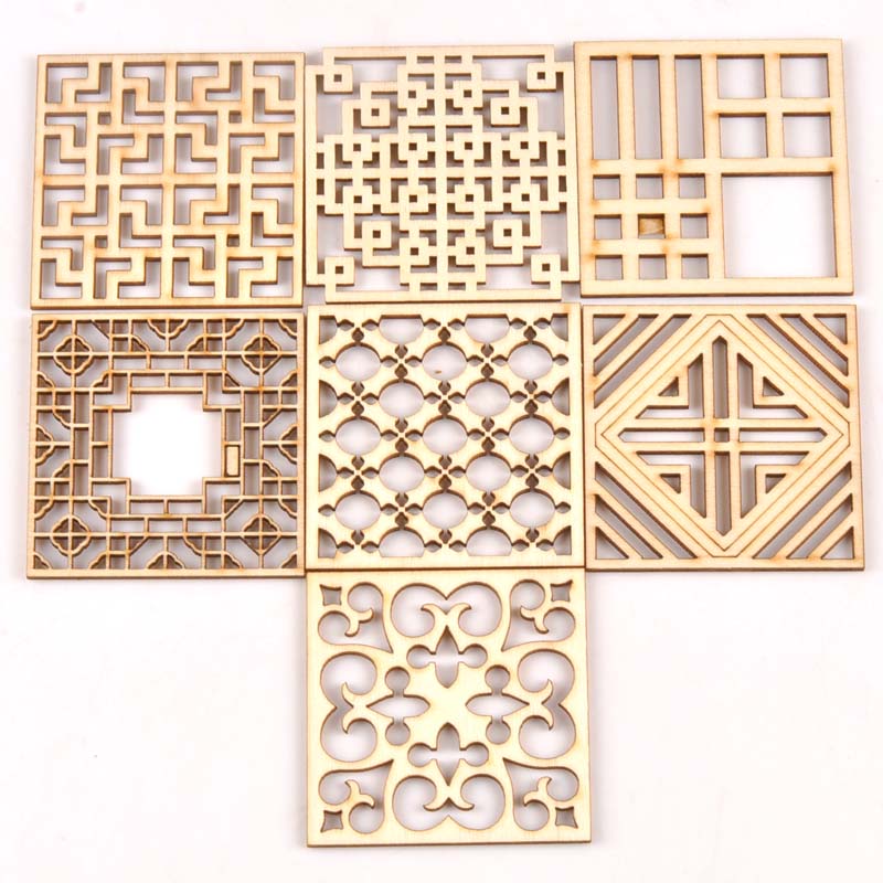 5Pcs/set Wood Handicraft hollo - Embellishments For Scrapbooking のレビューと価格