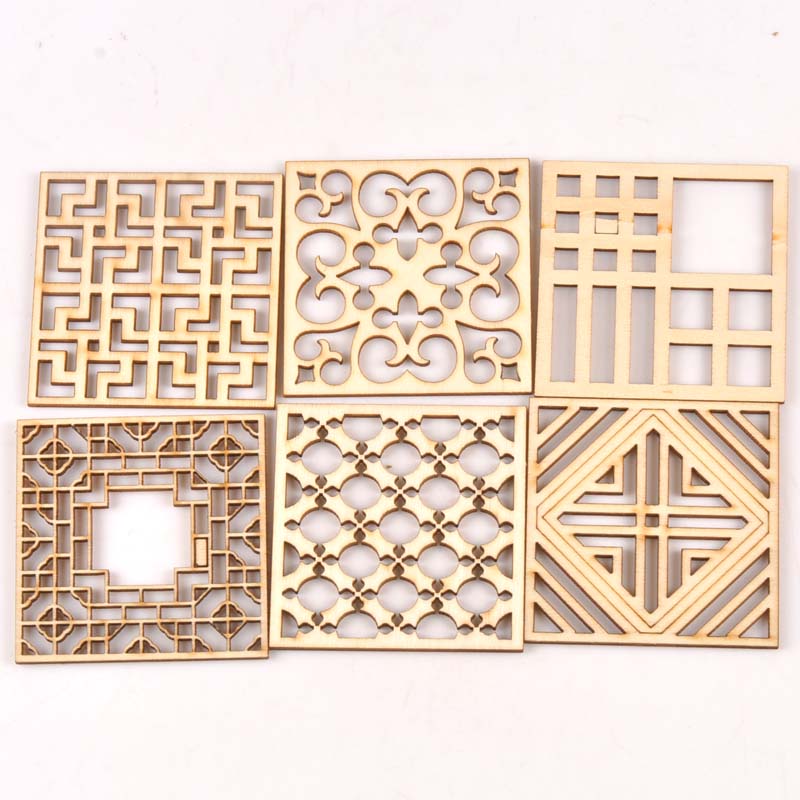 5Pcs/set Wood Handicraft hollo - Embellishments For Scrapbooking のレビューと価格