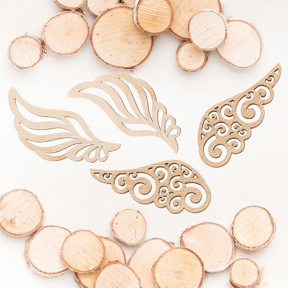 80Pcs Vintage Wooden Angel Win - Christmas Craft Embellishment のレビューと価格