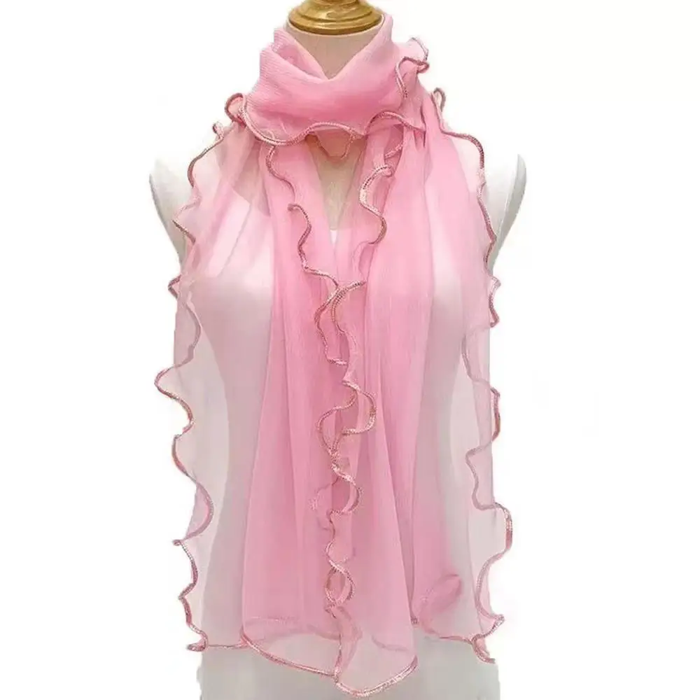 Lightweight Hijab Silk Shawl W - Tassel Fringe Trim のレビューと価格