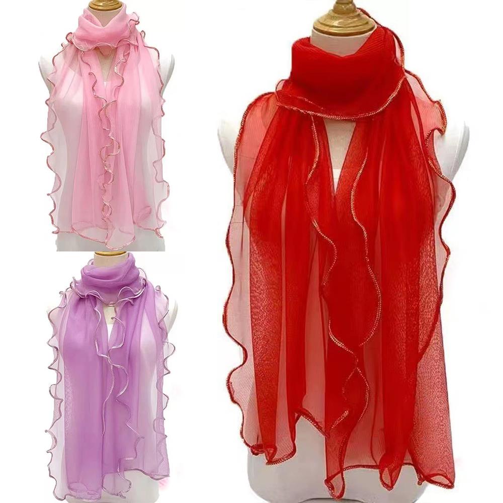 Lightweight Hijab Silk Shawl W - Tassel Fringe Trim のレビューと価格