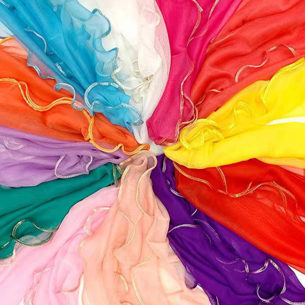 Lightweight Hijab Silk Shawl W - Tassel Fringe Trim のレビューと価格