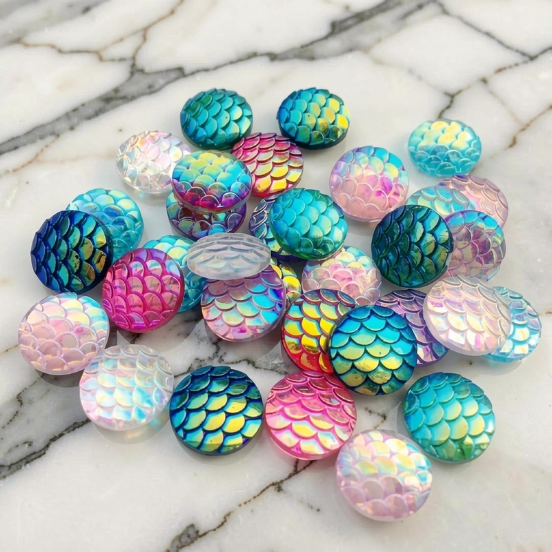 80pcs 12mm Mermaid Fish Scale  - Embellishment Glue Craft のレビューと価格