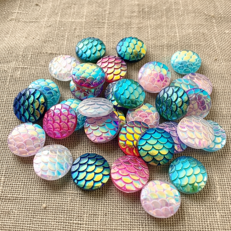 80pcs 12mm Mermaid Fish Scale  - Embellishment Glue Craft のレビューと価格