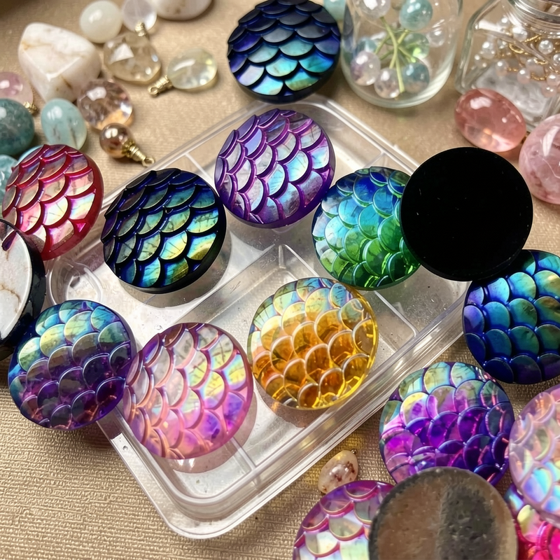 80pcs 12mm Mermaid Fish Scale  - Embellishment Glue Craft のレビューと価格