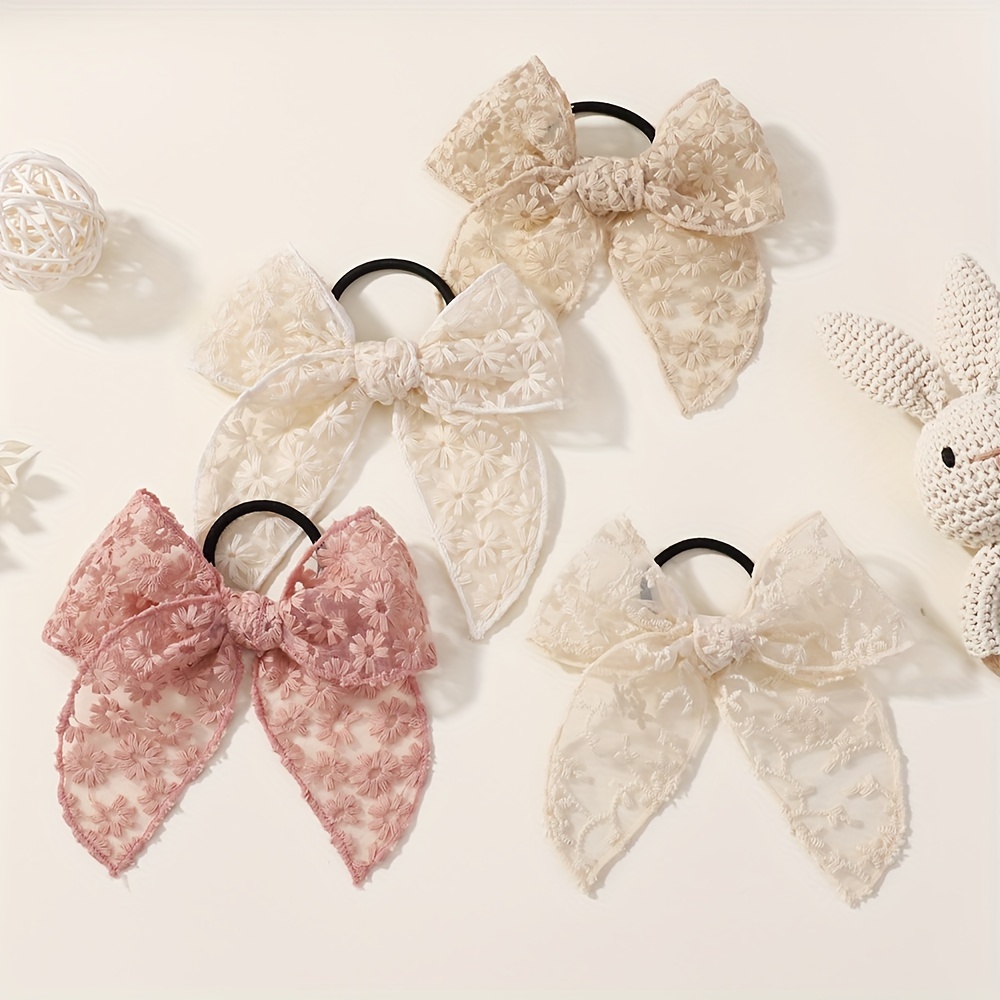 Elegant Lace Bow Hair Tie for  - Elastic Lace Trim のレビューと価格