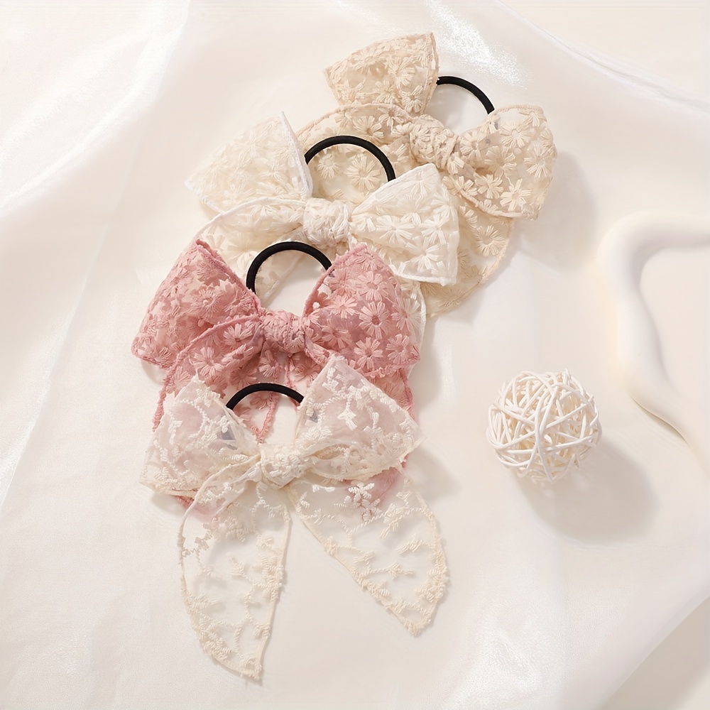 Elegant Lace Bow Hair Tie for  - Elastic Lace Trim のレビューと価格