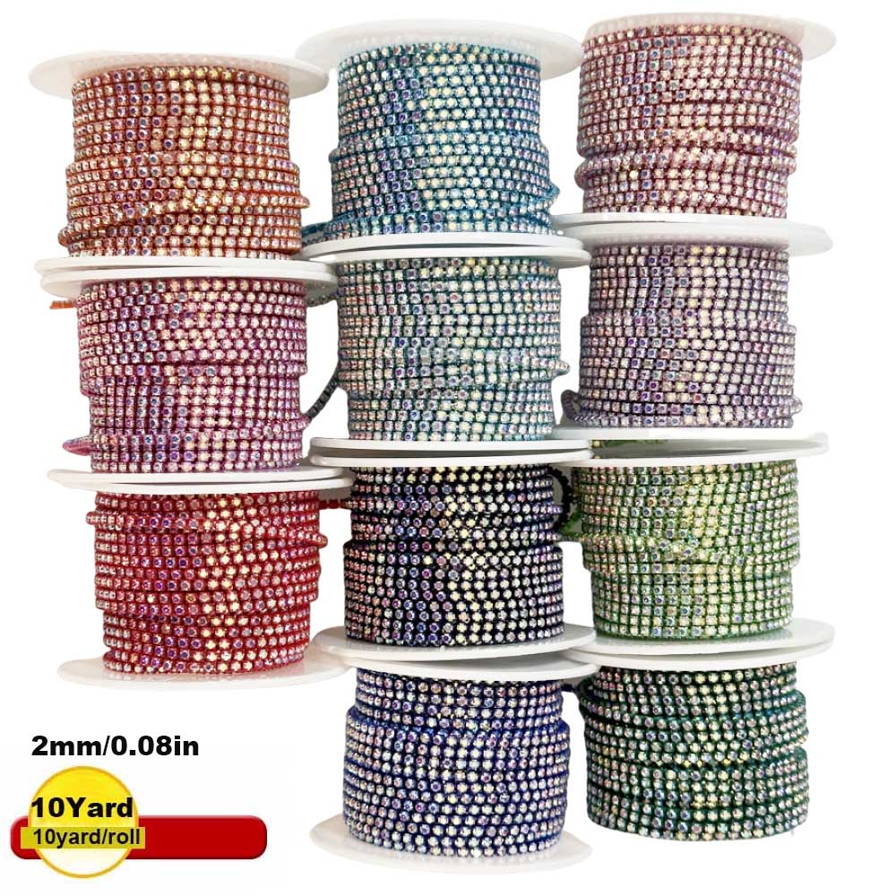 9m New 2mm Crystal AB Rhinesto - Sew On Rhinestone のレビューと価格