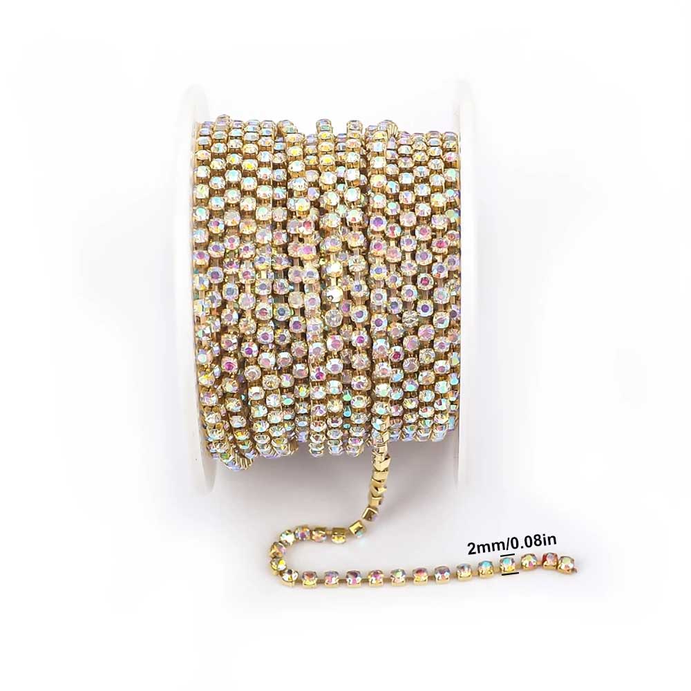 9m New 2mm Crystal AB Rhinesto - Sew On Rhinestone のレビューと価格