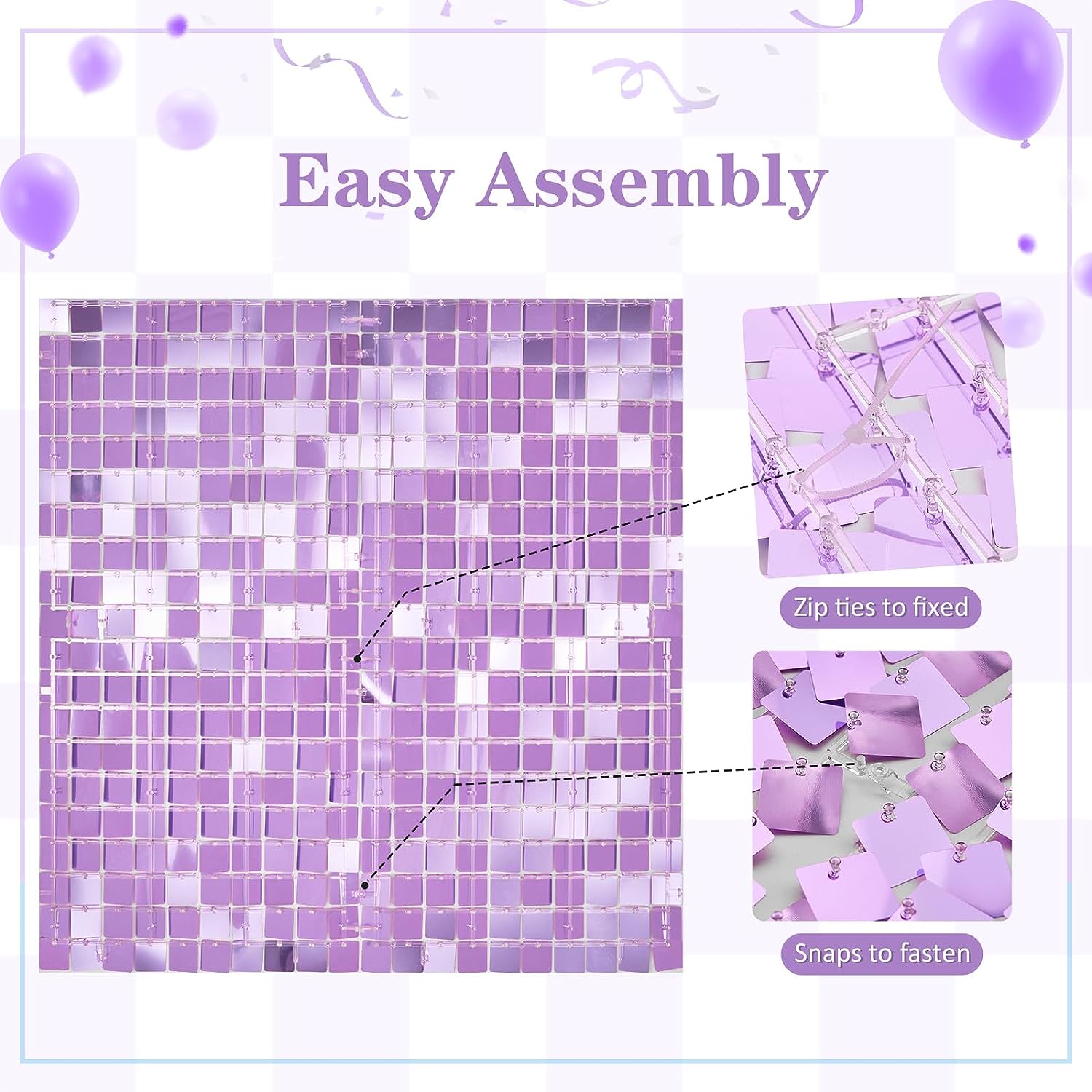 12PCS/Set Light Purple Shimmer - Sequin Fabric Panel のレビューと価格