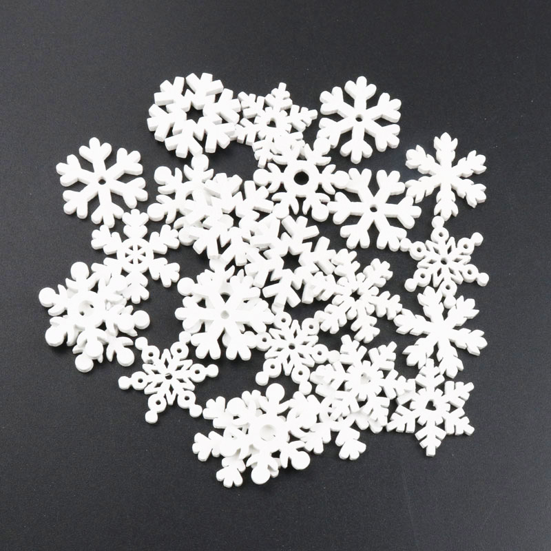 20Pcs Wooden Christmas Snowfla - Christmas Craft Embellishment のレビューと価格