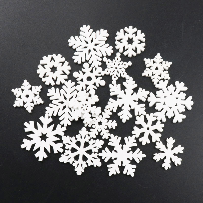 20Pcs Wooden Christmas Snowfla - Christmas Craft Embellishment のレビューと価格