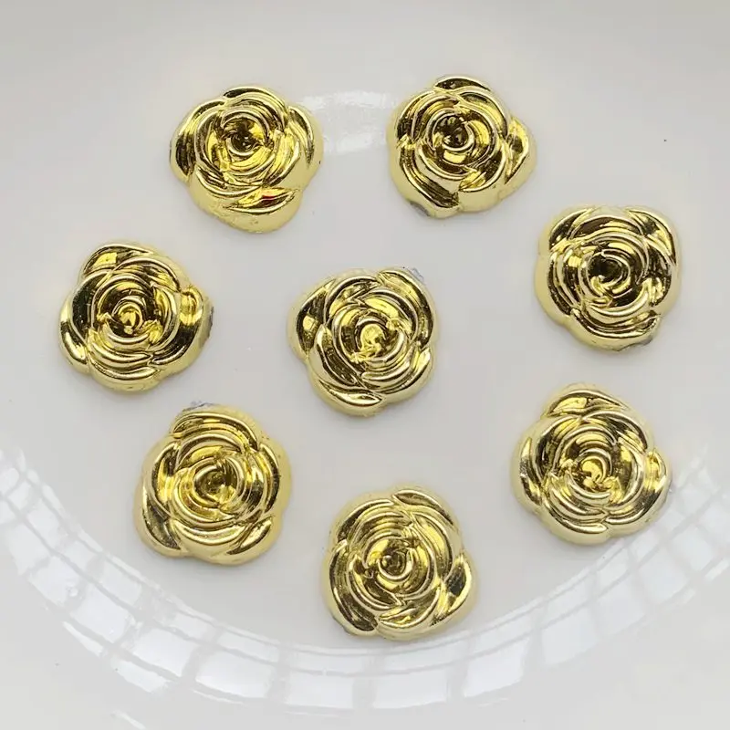 40pcs 14mm Gold Rose Flowers R - Embellishment Glue Craft のレビューと価格