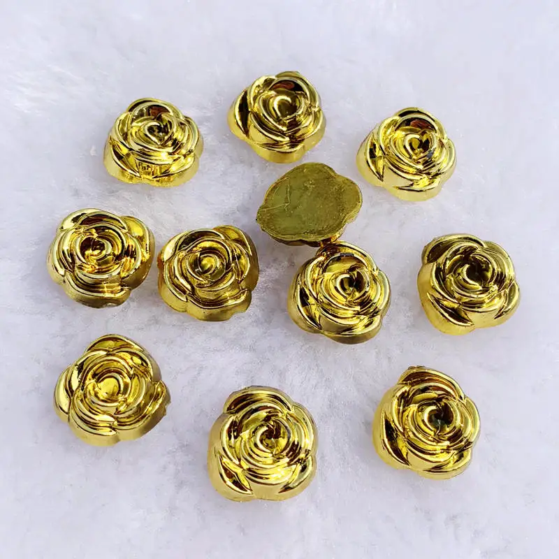 40pcs 14mm Gold Rose Flowers R - Embellishment Glue Craft のレビューと価格