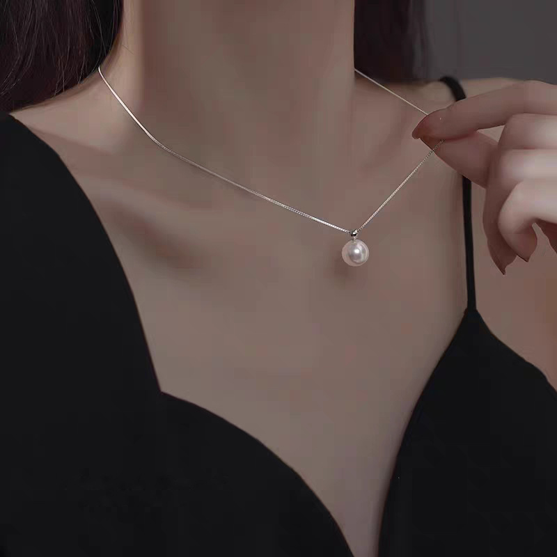 925 Sterling Silver 8mm Pearl  - Pearl Trim Chain のレビューと価格