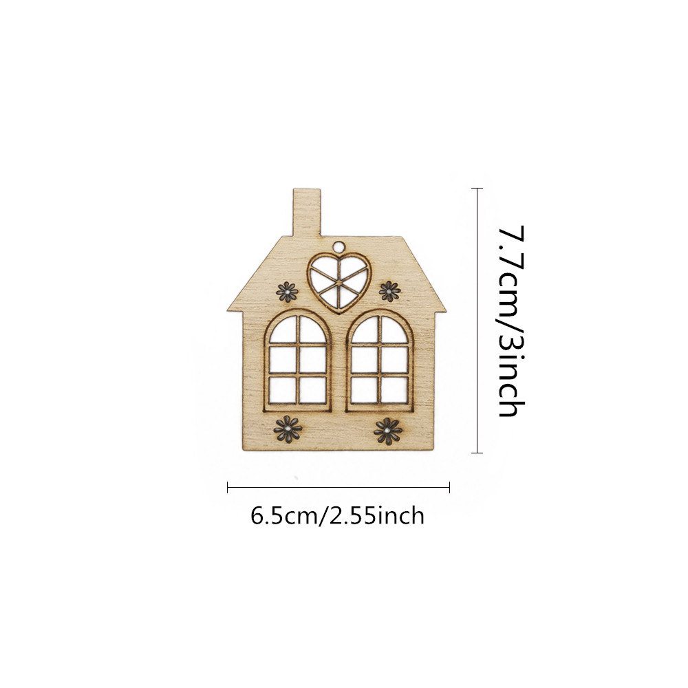10pcs Wooden Hollow House Cuto - Christmas Craft Embellishment のレビューと価格