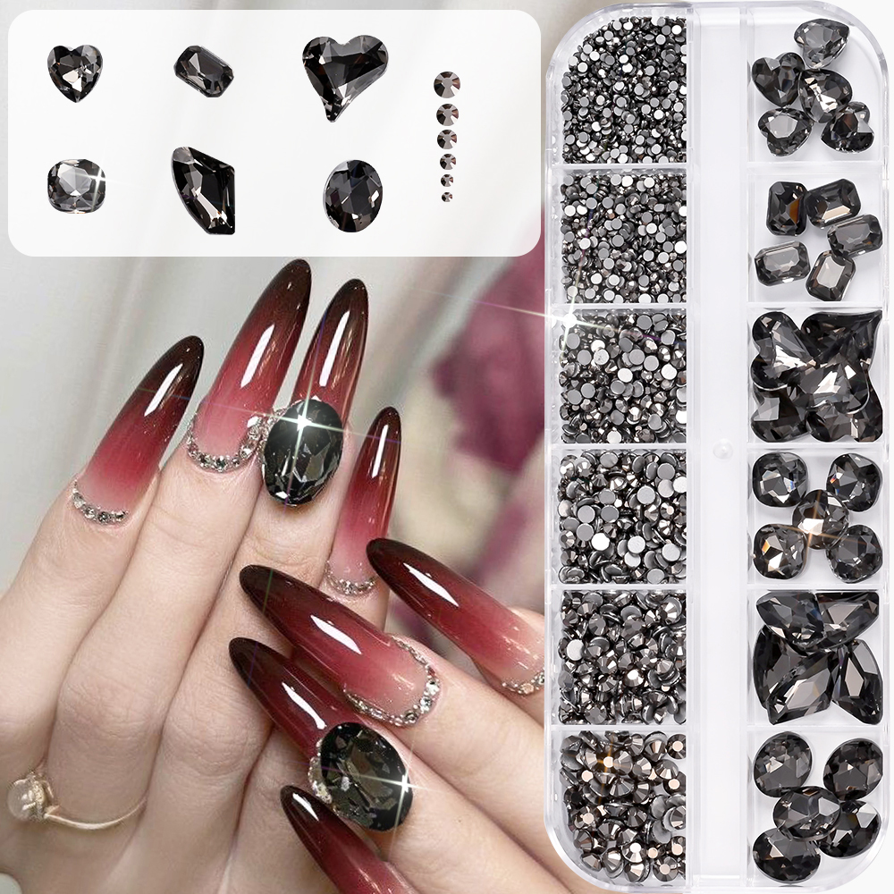 12Grids 3D Black Heart/Square/ - Hotfix Rhinestone Sheet のレビューと価格