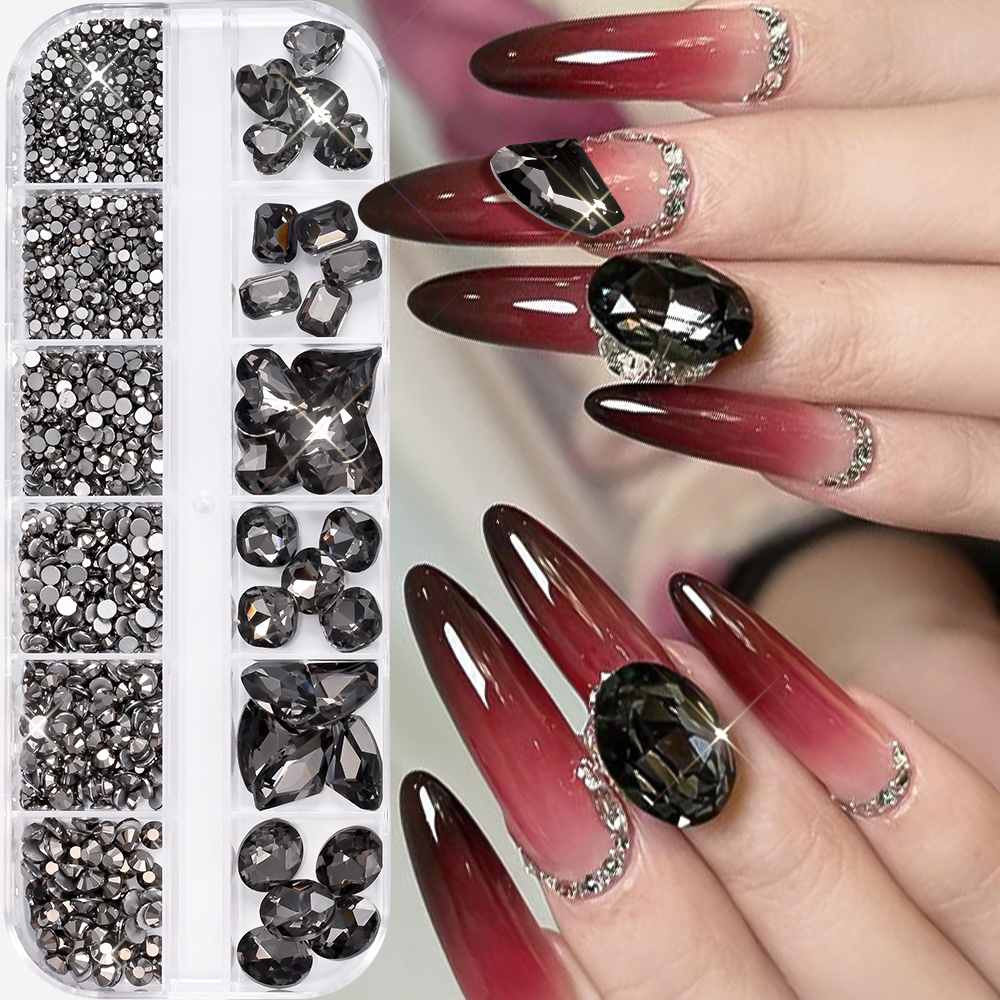 12Grids 3D Black Heart/Square/ - Hotfix Rhinestone Sheet のレビューと価格