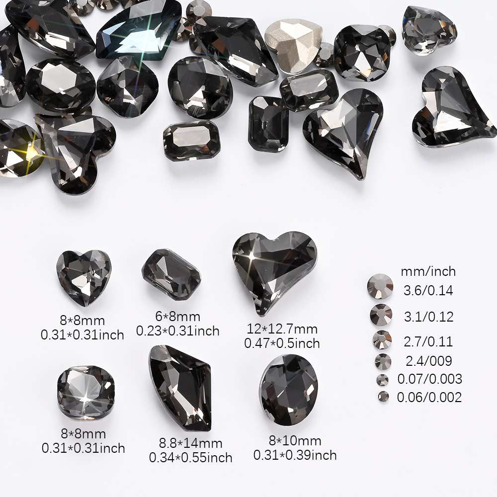 12Grids 3D Black Heart/Square/ - Hotfix Rhinestone Sheet のレビューと価格
