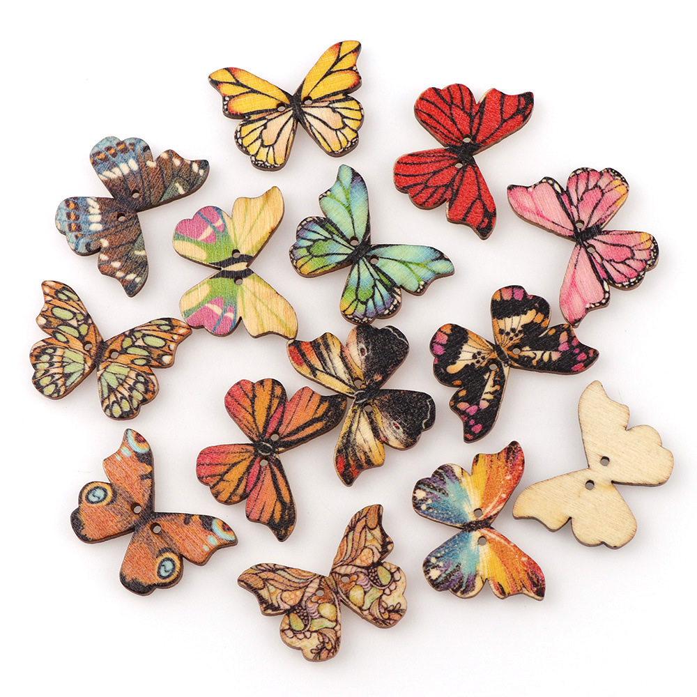 50pcs Butterfly wooden button  - Embellishments For Scrapbooking のレビューと価格