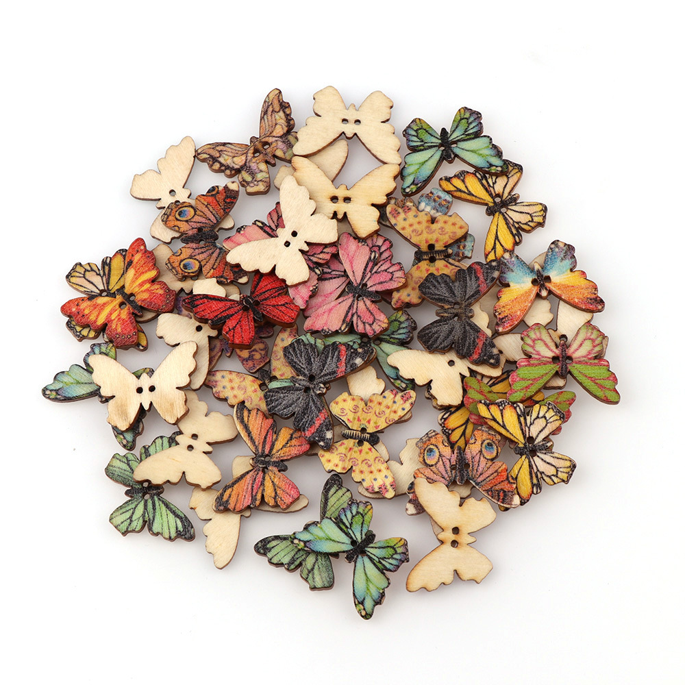 50pcs Butterfly wooden button  - Embellishments For Scrapbooking のレビューと価格