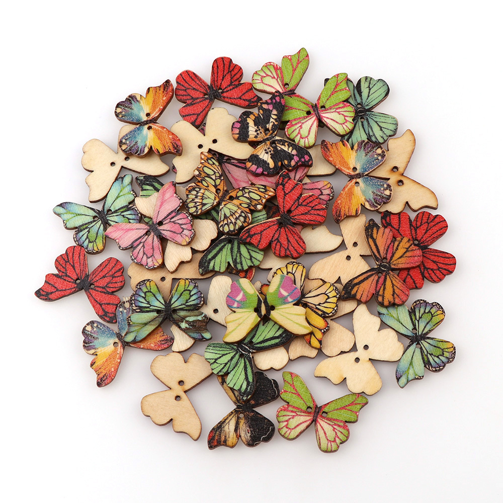 50pcs Butterfly wooden button  - Embellishments For Scrapbooking のレビューと価格