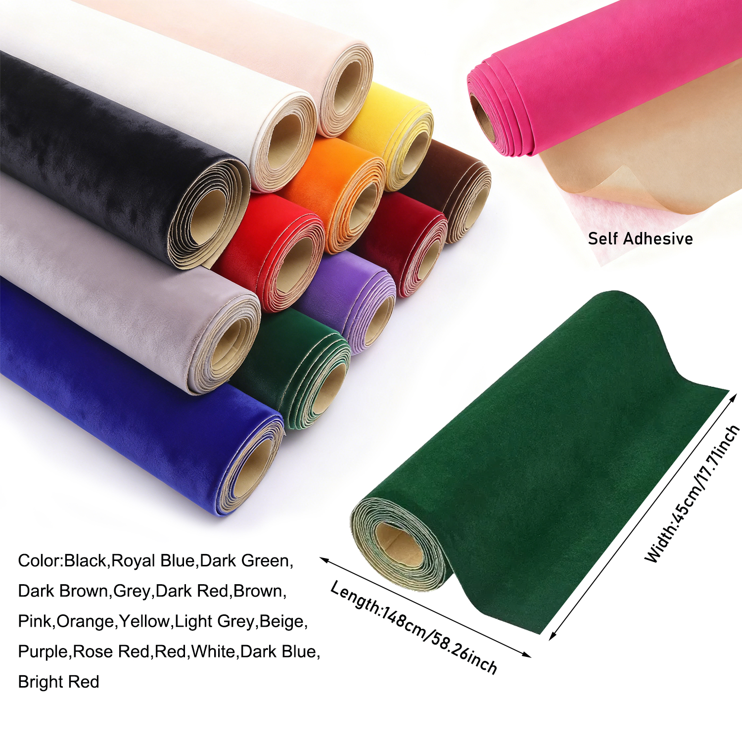 1 roll 45 x 148cm Self-adhesiv - Velvet Ribbon Roll のレビューと価格
