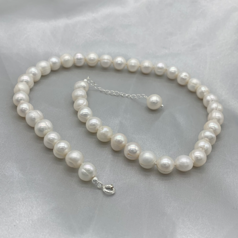 9-10mm Freshwater Pearl Neckla - Pearl Trim Chain のレビューと価格