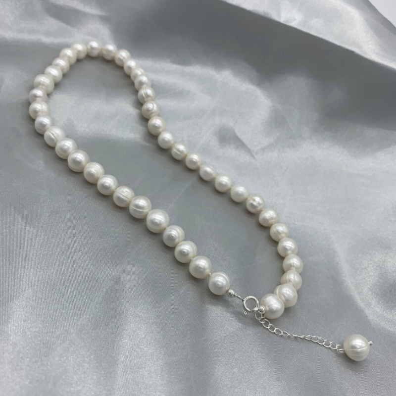 9-10mm Freshwater Pearl Neckla - Pearl Trim Chain のレビューと価格
