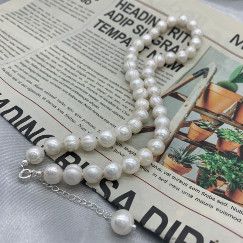9-10mm Freshwater Pearl Neckla - Pearl Trim Chain のレビューと価格
