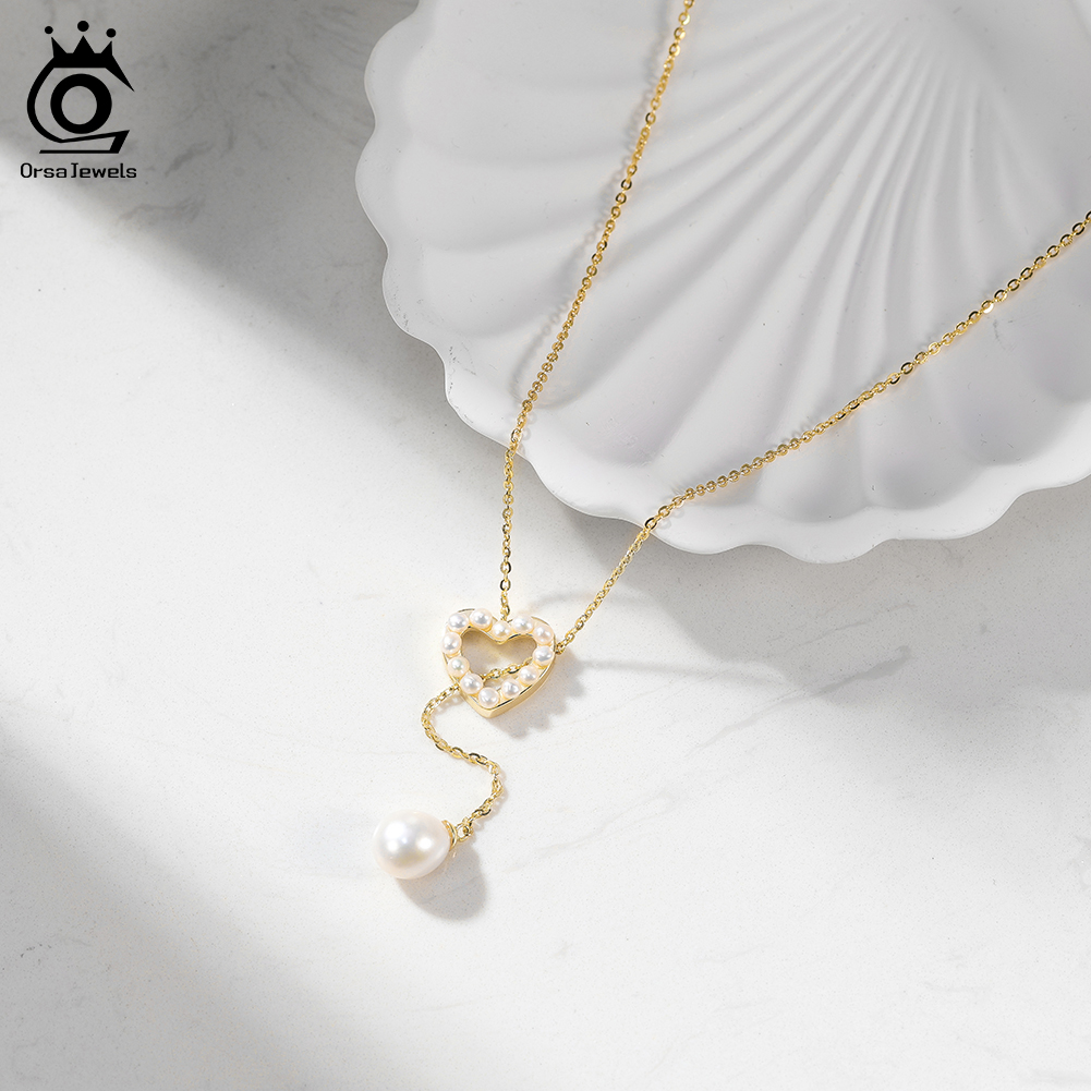 ORSA JEWELS S925 Love Heart Pe - Pearl Trim Chain のレビューと価格
