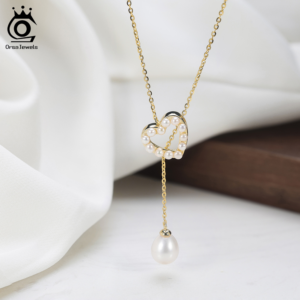 ORSA JEWELS S925 Love Heart Pe - Pearl Trim Chain のレビューと価格