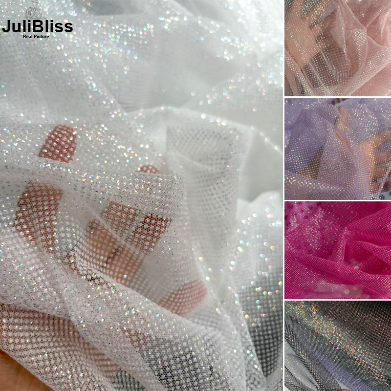 Shimmering White Glitter Tulle - Sequin Fabric Panel のレビューと価格