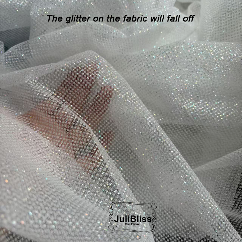 Shimmering White Glitter Tulle - Sequin Fabric Panel のレビューと価格