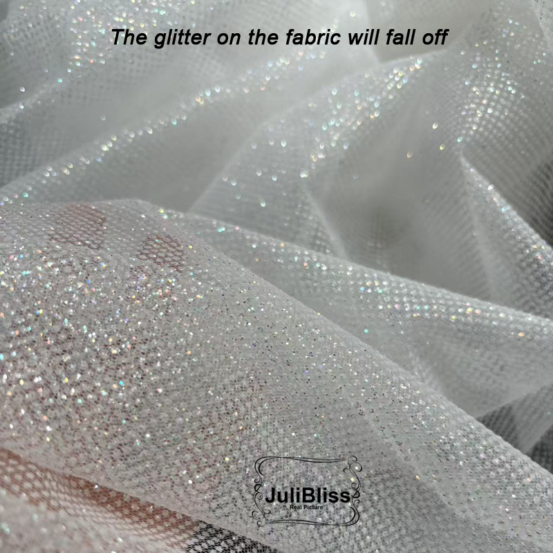 Shimmering White Glitter Tulle - Sequin Fabric Panel のレビューと価格