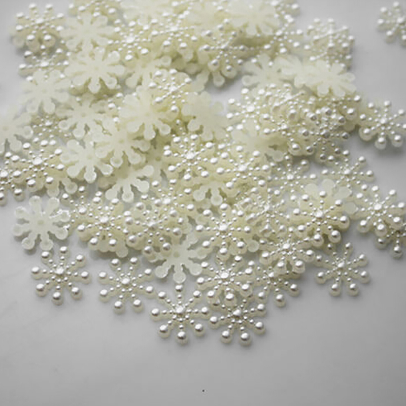 100pcs White Pearl Resin Snowf - Christmas Craft Embellishment のレビューと価格
