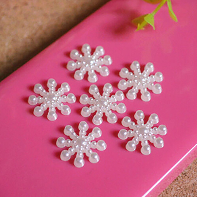 100pcs White Pearl Resin Snowf - Christmas Craft Embellishment のレビューと価格