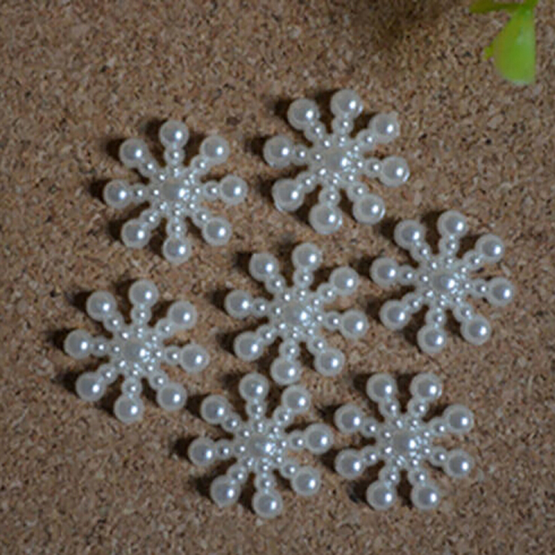 100pcs White Pearl Resin Snowf - Christmas Craft Embellishment のレビューと価格