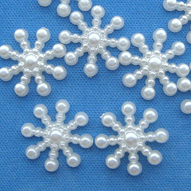 100pcs White Pearl Resin Snowf - Christmas Craft Embellishment のレビューと価格