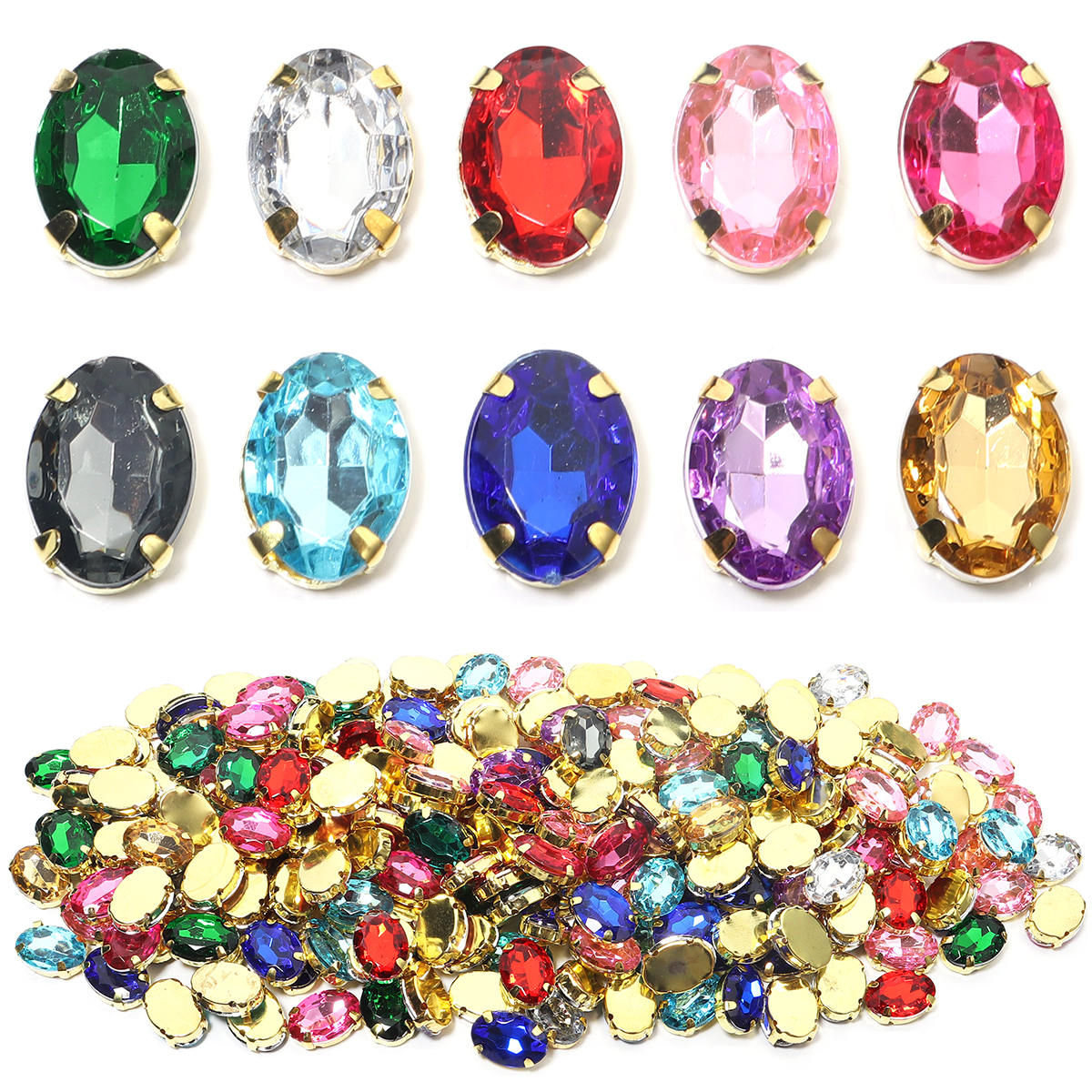 50pcs Gold Color Stainless Ste - Sew On Rhinestone のレビューと価格