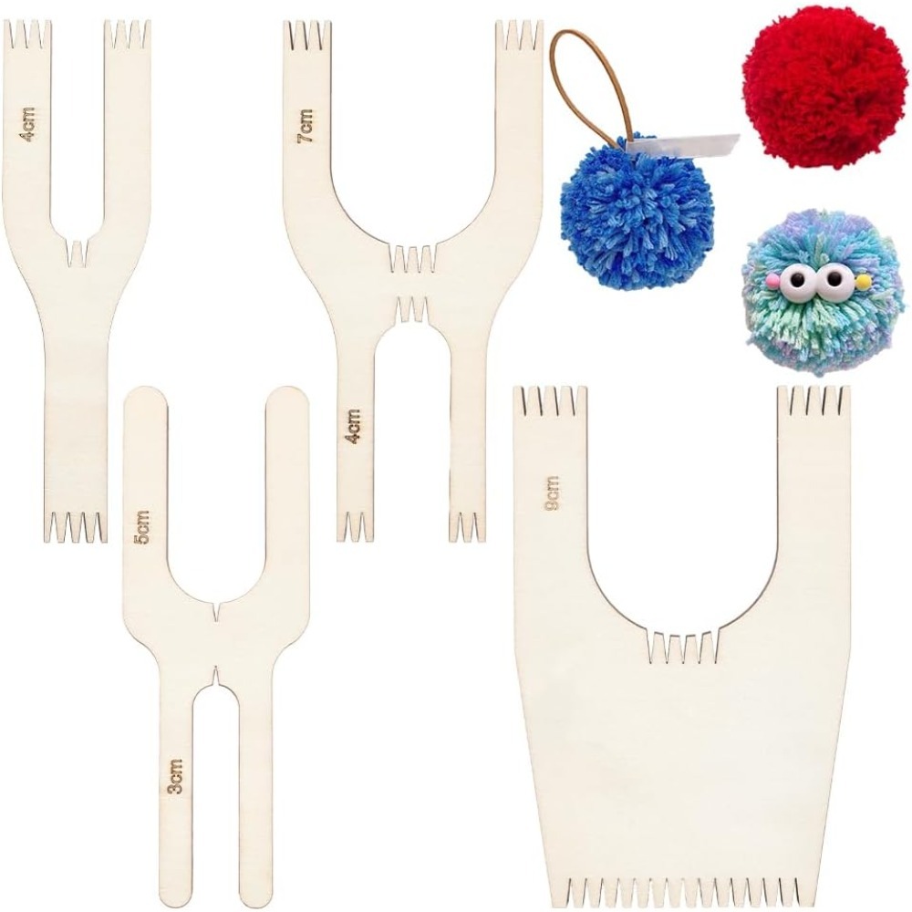 4 Sizes Wooden Pompom Maker (5 - Pom Pom Maker Tool のレビューと価格